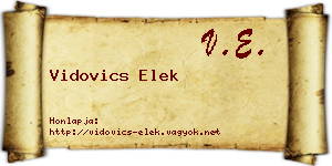 Vidovics Elek névjegykártya