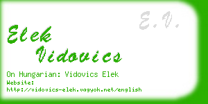 elek vidovics business card